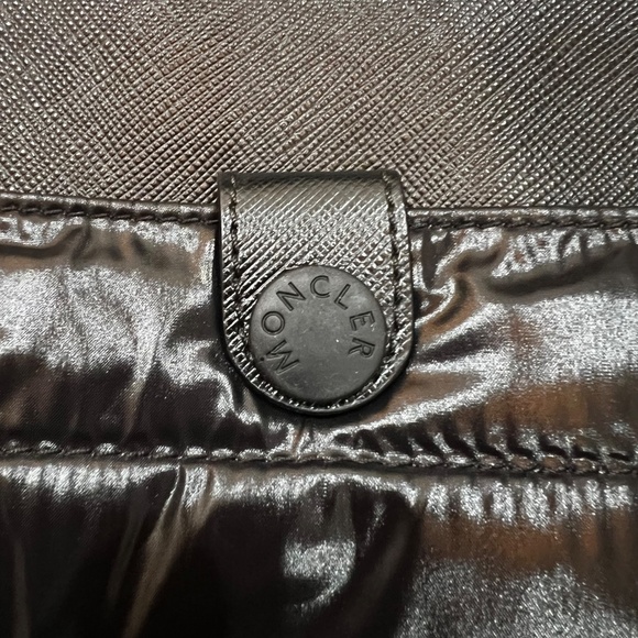 Moncler Black Padded Puffer Leather Clutch Pouch with Tricolor Wrist Strap - Picture 8 of 11